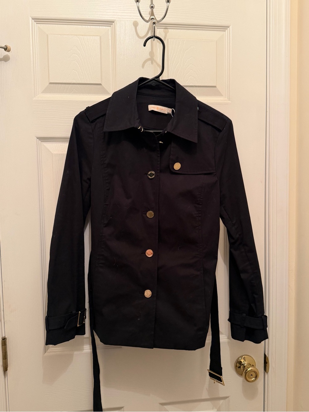 Tory Burch Black Midlength Trench Coat with Belt - Picture 1 of 4